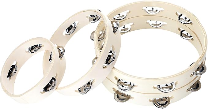 Tambourines for Kids Hand Held 6 inch Tambourine Ring Metal Jingles Percussion Musical Educational Hand Instrument for KTV Party Kids Games (6 inch ring)