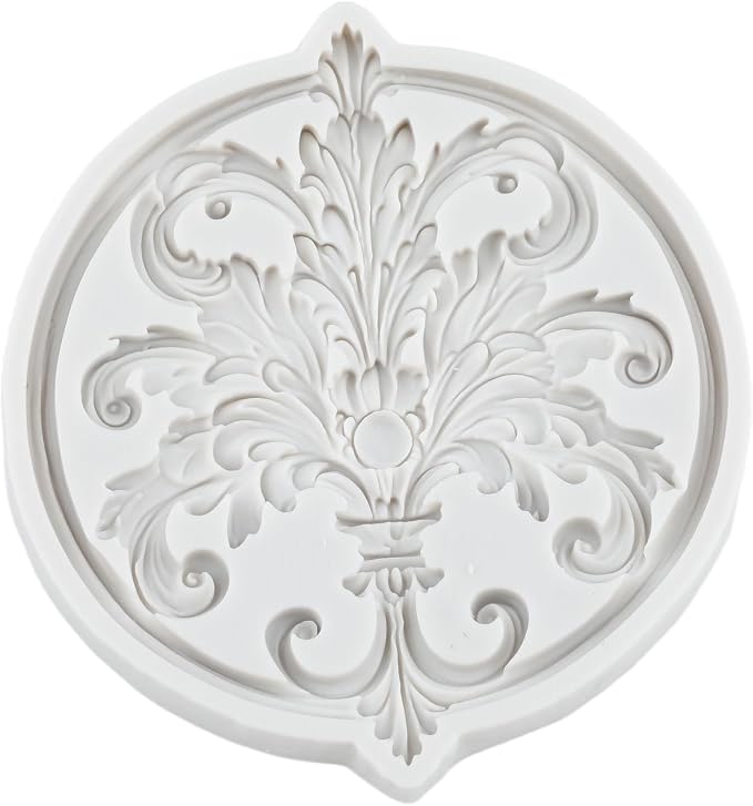 Baroque Relief Lace Silicone Mold Curlicues Scroll Lace Polymer Clay Mold Vintage Relief Flower Filigree Molds for DIY Crafts Epoxy Resin Casting Air Dry Polymer Clay Plaster Jewelry Making