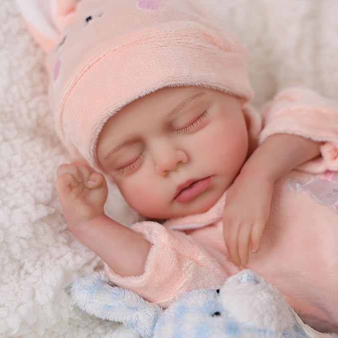 BABESIDE 12 Inch Lifelike Reborn Baby Dolls Vinyl Full Body, Soft Realistic Baby Doll Sweet Sleeping Preemie Real Life Baby Dolls Easy to Hold with Accessories Gift Set for Kids Age 3+