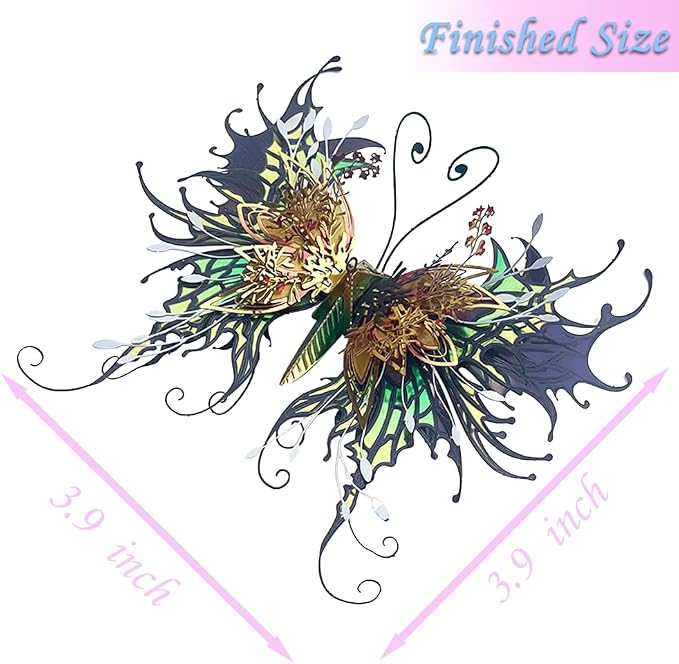 3D Metal Puzzles for Adults,Butterfly Model Building Kits,Cute Insect Design,Brain Teaser Puzzle,DIY Mechanical Assembly Kit Creative Ornament Suitable for Home Decor Art Craft (Black)