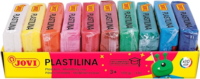 Jovi - Non-Hardening Modeling Clay, 10 Bars, Each 1.75oz, Total of 1.1 lb | Non-Toxic and Gluten-Free, for Arts and Crafts Projects, Endlessly Reusable Plasticine