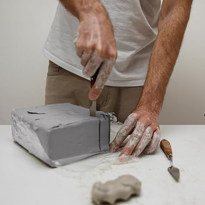ReArt Natural Air-Dry Clay 5lbs for Sculpting, Wheel Throwing, Hand Building, All-Purpose Modeling Clay, Gray