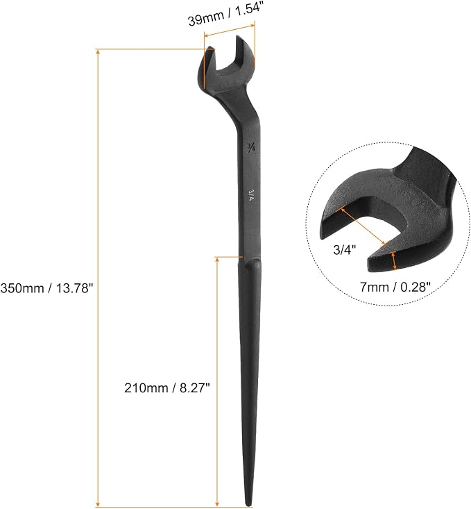 HARFINGTON Single Open End Spanner Wrench 3/4-inch 15 Degree Angle Single Open End SAE Construction Spanner Wrenches with 60°Offset Handle for Automotive Mechanical Maintenance