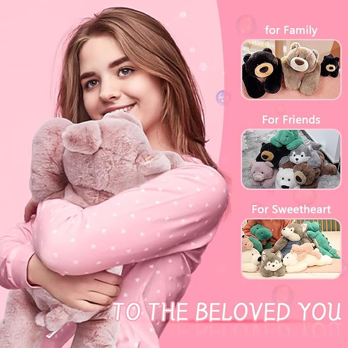 OSOCU® Microwavable & 1.8 LB Weighted Stuffed Animal - Brown Bear Heating Pad with Lavender & Tourmaline - Soothing Warm Heatable Plush Toy for Menstrual Cramps, Muscle Aches, Shoulder Tension