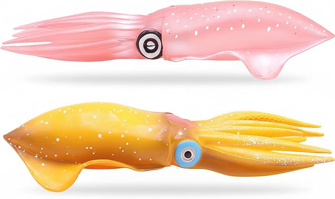 Gemini&Genius Squid Toy for Kids, Marine Bioluminescent Animal Cuttlefish Toy Sea Animal Action Figure Gift Great for Educational, Cake Topper, Swim, Bath, Stocking Stuffer for Kids
