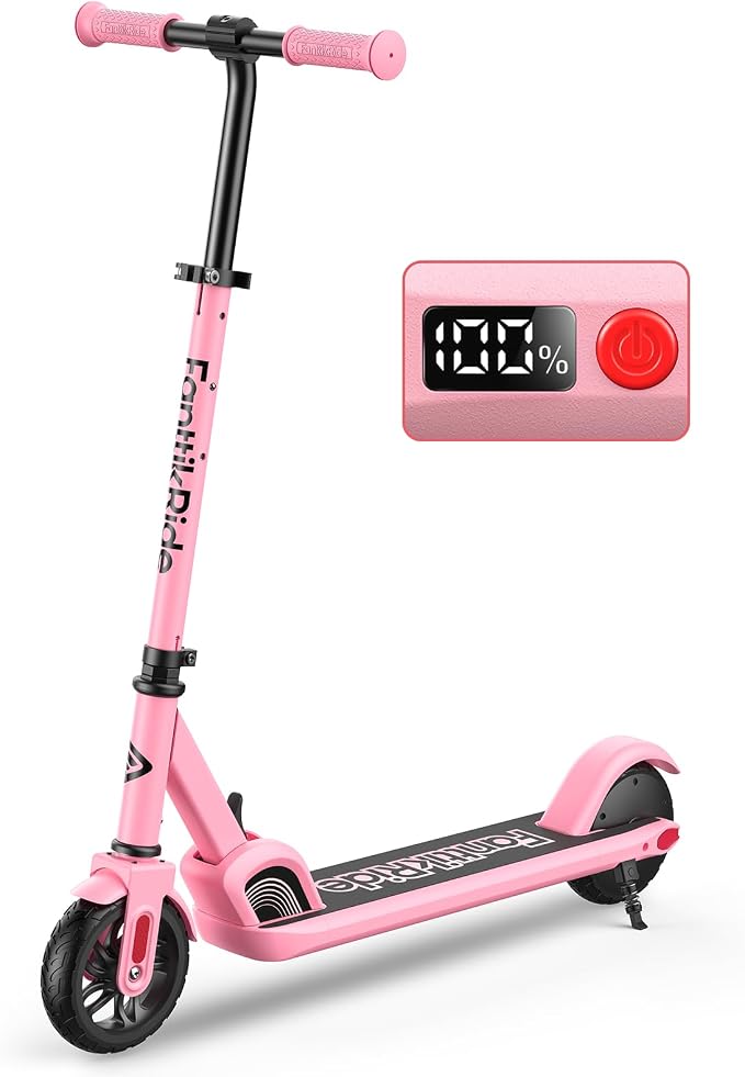 FanttikRide C9 Kids Electric Scooter Ages 8-12, Foldable for Kids 3.9-5.2 ft, 132 lbs, 5 Miles Range, Up to 40 mins Ride Time, 2 Safe Max Speed 6/10 MPH, 3 Adjustable Heights