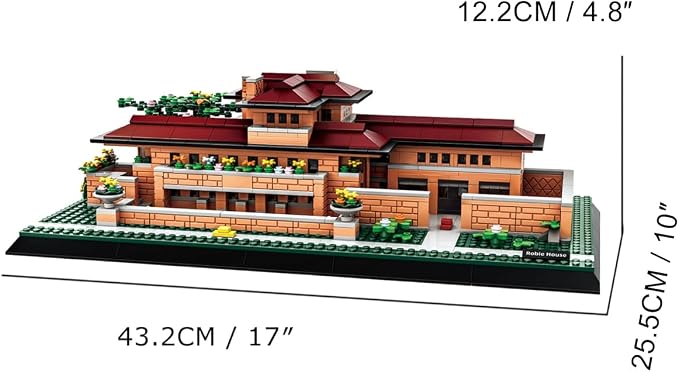 Robie House Chicagao Building Set (1182 Pieces), Architecture Building Blocks Toys, Home Décor Model Gifts for Kids and Adults