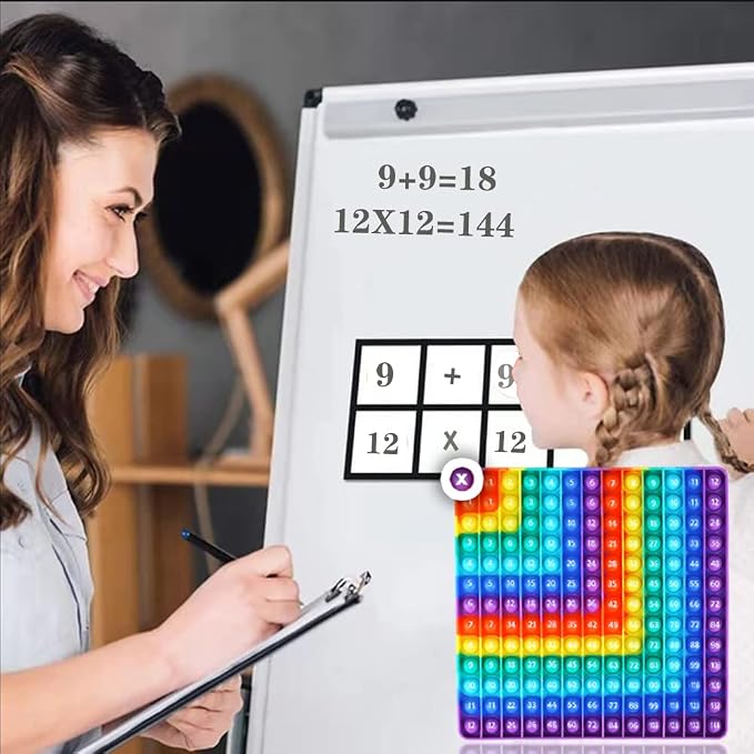 2 in 1 Multiplication Table Game and Digital Addition Table P0PP Math Toy, DK-SIMINA Rainbow Dimple Finger tip Toy, Math Manipulation Game, Create Various Math Operations (1 PCS)