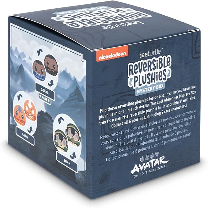 TeeTurtle Avatar The Last Airbender Series Reversible Plushie Mystery Box - 3-Inch Mini Two-Sided Blind Box Plush with Embroidered Details - Cute Collectible Surprise Toy for Kids, Teens, and Adults
