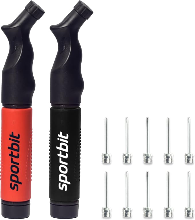 SPORTBIT Ball Pump for Sports Balls - Push & Pull Inflating System - Hand Pump for Exercise Balls - Volleyball Pump, Basketball Inflator, Ball Air Pump - Goes with 5 Needles Set