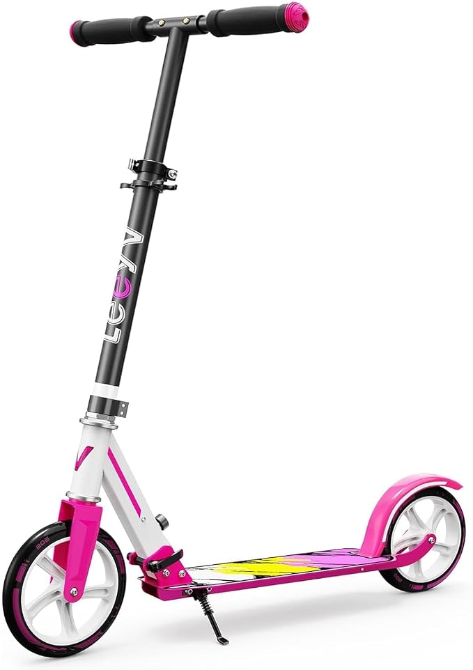 Scooter for Kids 6–12 & Adults, Max Load 240 LBS, Adjustable Height,Lightweight 2-Wheel, Foldable Kids Scooter with Big Wheels