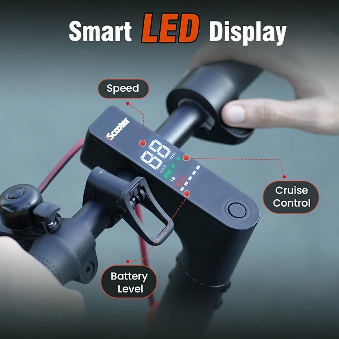 iScooter Electric Scooter Adults & Big Kids, Cruise Control, Dual Braking System, Smart App, Foldable Electric Scooter for Commuting & Campus Use