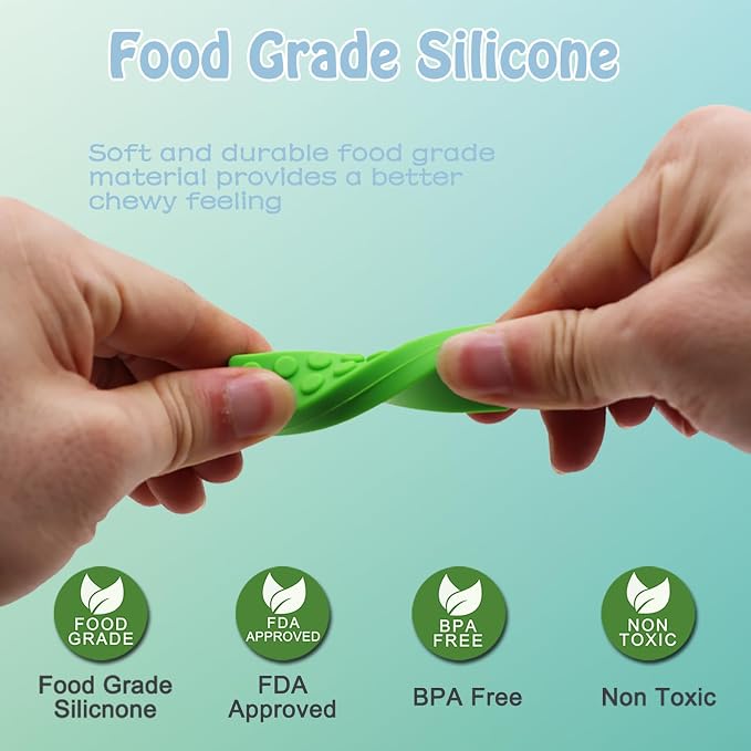 Chew Necklaces for Sensory Kids, 6 Pack Chewy Necklaces for Autism and ADHD, Silicone Pendants Chewies for Baby Teething, Chewing Necklaces for Toddler Boys and Girls