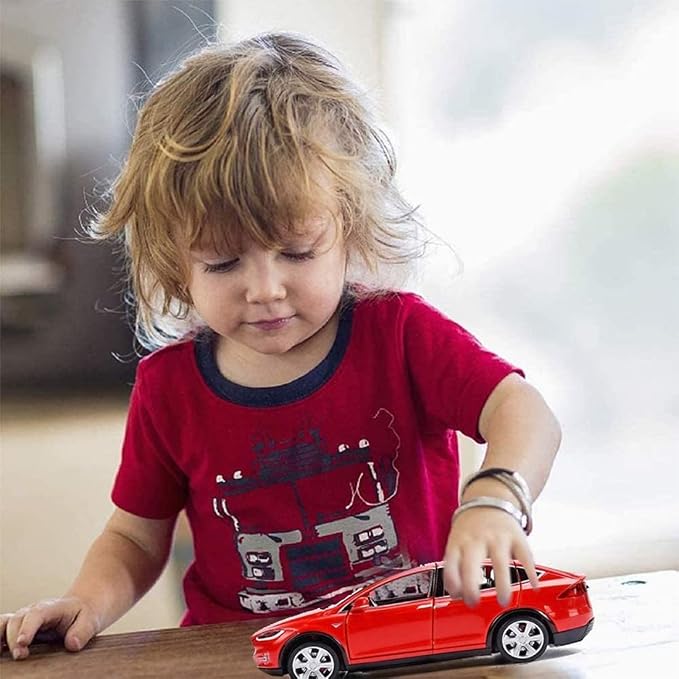 gidoyi Toy Car Model X, Pull Back Car Toys Alloy Vehicles with Lights and Sound 1:32 Scale Model Car (Red)
