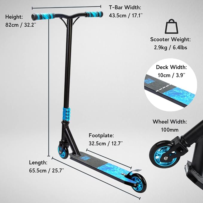 BOLDCUBE Deluxe Stunt Scooter for Boys and Girls Ages 8-12 Years | Anodized Finish | 4 Bolt Clamp | Marbled Grips | 7+ yrs