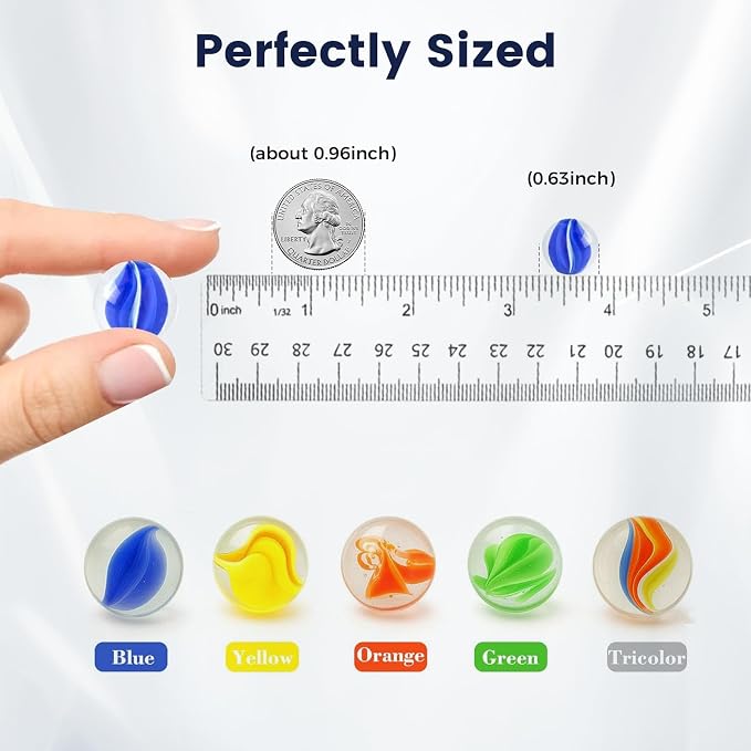 SallyFashion 240PCS Marbles for Kids, Cat Eye Marbles Mixed 5 Colors for Chinese Checkers, Marble Run Toys, Board Games