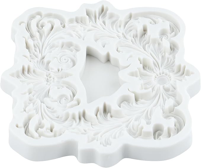 Baroque Scroll Relief Polymer Clay Molds Curlicues Scroll Lace Relief Flower Filigree Silicone Mold for Jewelry Making Epoxy Resin Casting Air Dry Polymer Clay Craft