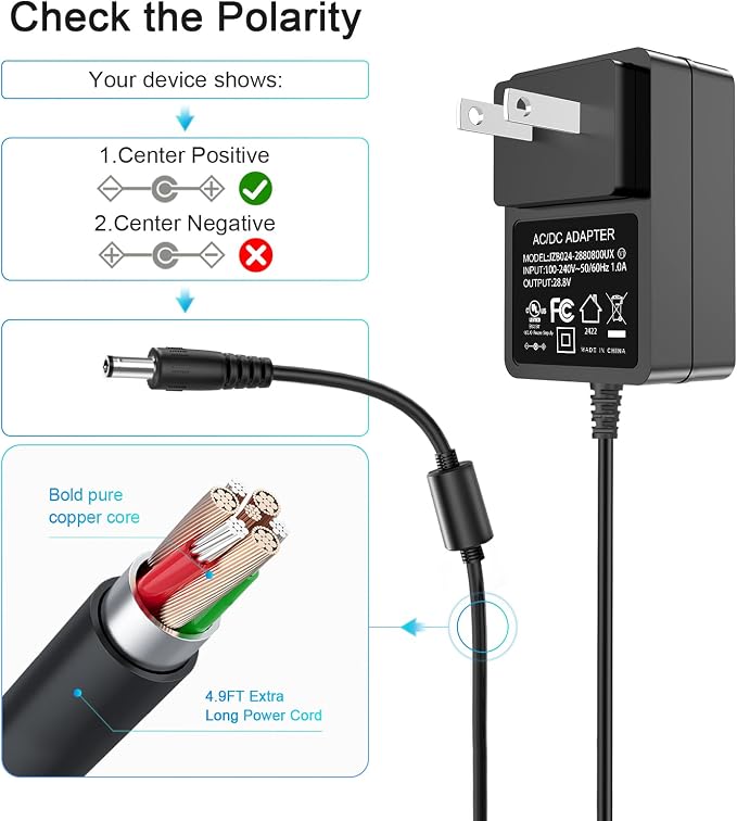 28.8V Kids Ride On Car Charger, 24V Battery Charger for Ride on Toys | for Wrangler SUV Kid Trax Dynacraft Toy Car Jeep ATV Quad Disney Electric Ride-On Charger, Toy Car Ride-Ons Accessories
