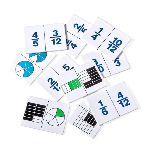 hand2mind Plastic Fraction Dominoes Game Tiles, Montessori Math Materials for Kids to Learn Decimal and Fraction Equivalence Math Manipulatives 4th Grade, Homeschool Supplies (Set of 30)
