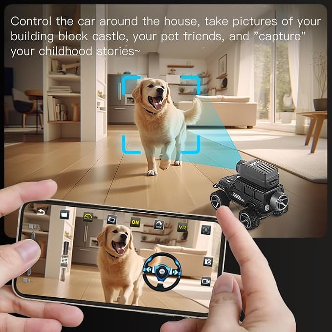 1:64 Mini FPV RC Car, Alloy Crafted Remote Control Truck with HD Camera & Real-Time Video Transmission, Dual Mode Control(App & Remote), Decorative LED Lights, Toy Gift for Adults & Kids