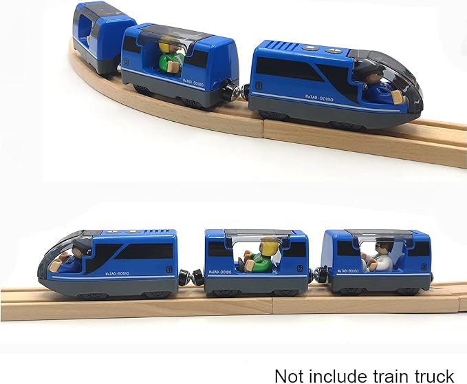 DSHMIXIA Battery Operated Train for Wooden Train Track Set Toys for Toddlers 3 4 5 Year Old Boys Kids Magnetic Couplings City Vehicle with Figures(Without Battery)
