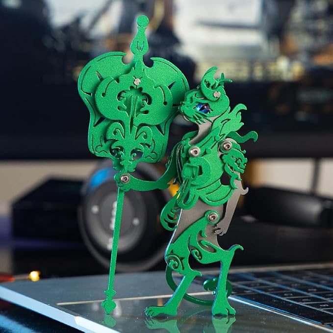 3D Metal Puzzles Toys The Meow Meow Family King and Princess Cat DIY Handmade Assembled Model Kits Ornaments Christmas New Year and Birthday Gifts for Adult (Iran Fan Elder Cat Green)