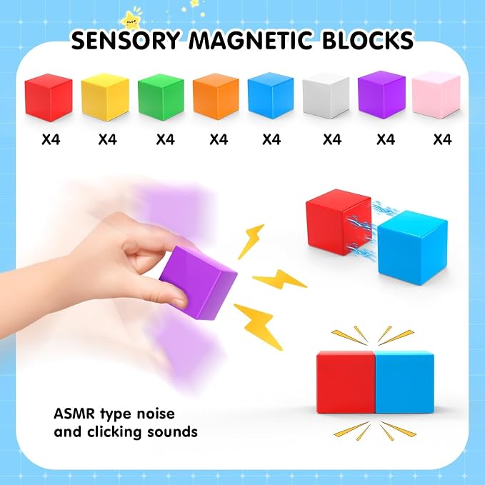 AuntyFey 32 Pcs Building Blocks Cubes Blocks for Kids, Learning Educational Stem Blocks for Kids Ages 4-8