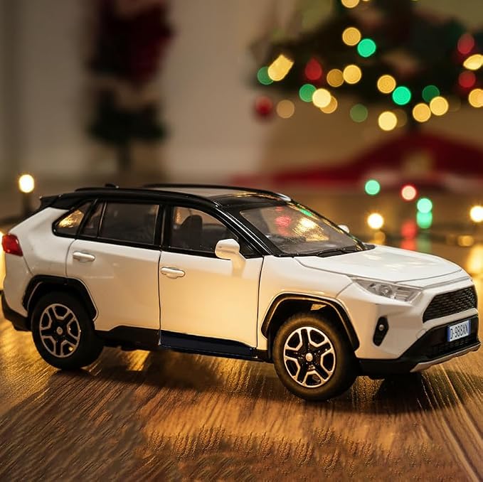 Model Car 1/32 Toy Car Alloy Diecast Collectible Model with Light and Sound Toy Vehicle for Boys Kids Toddler Gift White Car