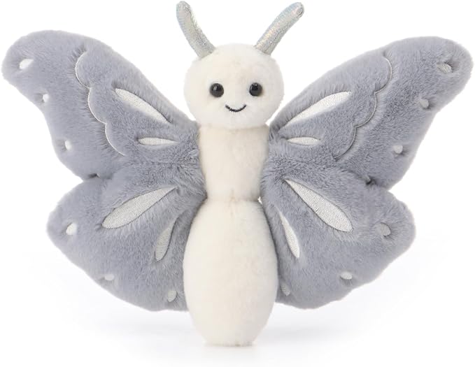 Apricot Lamb Gray Butterfly Stuffed Animals for Kids, Soft Cute Plush Toys for Baby Girl and Boy, 7.5 Inches