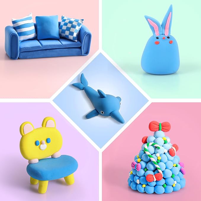ifergoo Blue Air Dry Clay, DIY Creative Modeling Clay for Kids, Super Light Magic Foam Clay for Kids Age 3-12, Soft, No-Sticky & Non-Toxic, Molding Clay for School Art & Craft Project(Blue 100g/3.5oz)