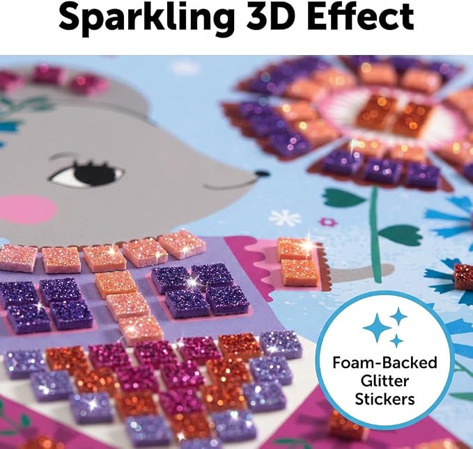 DJECO Lovely Pets Sticker Mosaic Craft Kit - Create Your Own Sparkling Pets for School or Gifts - Fun & Creative for Family & Friends, Boys & Girls, Educational Mosaic Art Craft Kit for Kids 5+