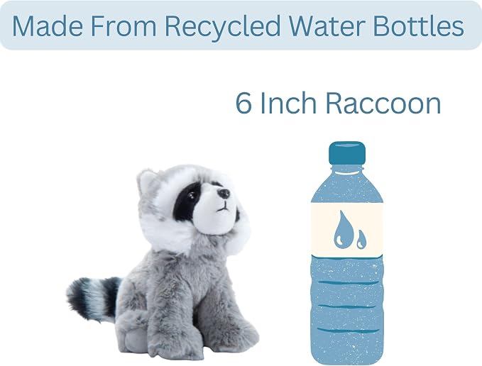 The Petting Zoo Raccoon Stuffed Animal Plushie, Gifts for Kids, Wild Onez Babiez Zoo Animals, Raccoon Plush Toy 6 inches