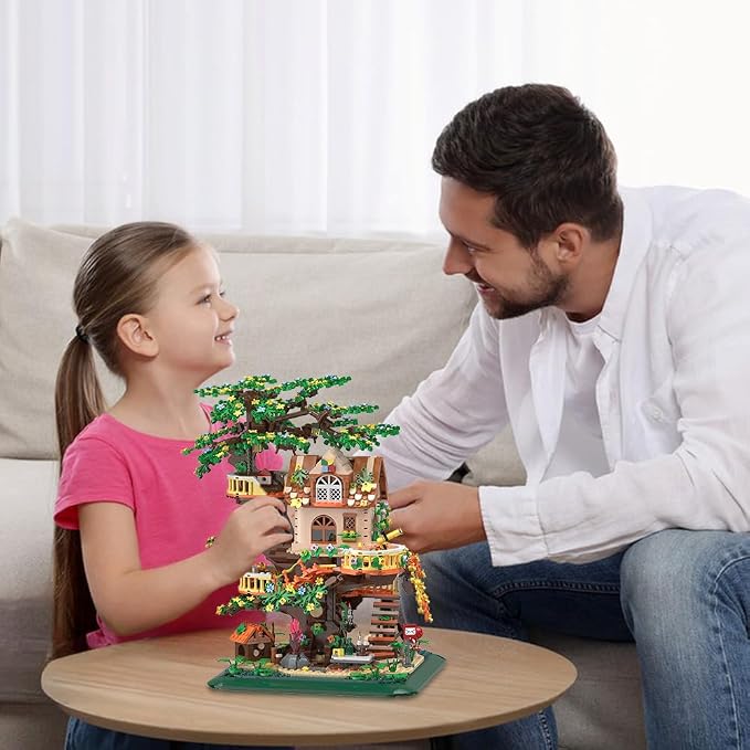 RAVAYO Forest Tree Building House Blocks Set with LED, Creative Toy for Adults Teen 14+, Mini Brick 2071pcs