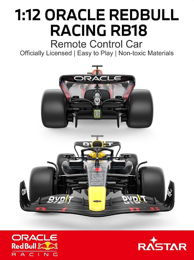 RASTAR 94700 1/12 RC Car RedBull F1 Racing Model with DIY Decals | Officially Licensed, Ideal Gift, Working Lights, Independent Suspension, Collectible Formula 1 Model Car for Play & Display