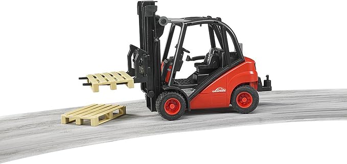 Bruder 02511 Linde Forklift H30D with 2 Pallets, 1:16 Scale Forklift Toy | 1:16 scale, trailer hitch, made in Germany, ages 3+