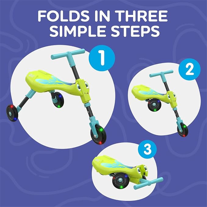 3-Wheel Ride-On Balance Bike, Foldable Ride-On Tricycle with Adjustable Legs, Develop Toddler Balance and Coordination, Boys and Girls Ages 1-4