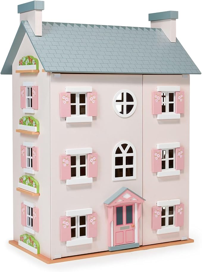 Mentari Toys - Heather Hall - Large 4-Storey Wooden Dollhouse - DIY Doll House with Easy Assembly, Holiday Birthday Gift for Kids Girls Age 3+, Inspires Imaginative Role Play