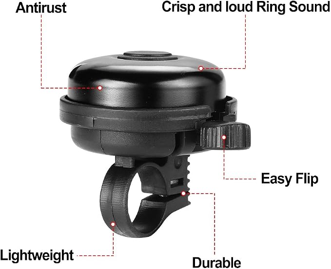 Accmor Classic Bike Bell, Aluminum Bicycle Bell, Loud Crisp Clear Sound Bicycle Bike Bell for Adults Kids