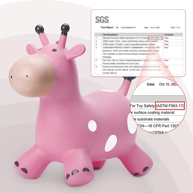 Giraffe Bouncy Animal Hopper for Toddlers, Inflatable Bouncing Hopper Toys, Outdoor Indoor Ride on Horse Bouncer Hopping Toys, Birthday Gifts for Boys Girls 18 Months 2 3 4 5 6 Years Old