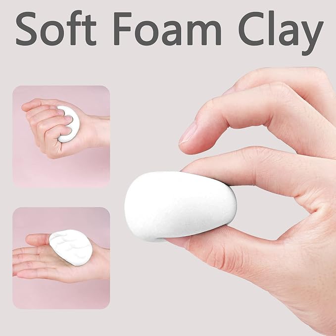 Cutedeer White Air Dry Clay, 3.3lb Foam Modeling Clay, Soft Squishy Molding for Kids Adults, Arts & Crafts Project Slime Supplies(3.3lb - 3 Pack, White)