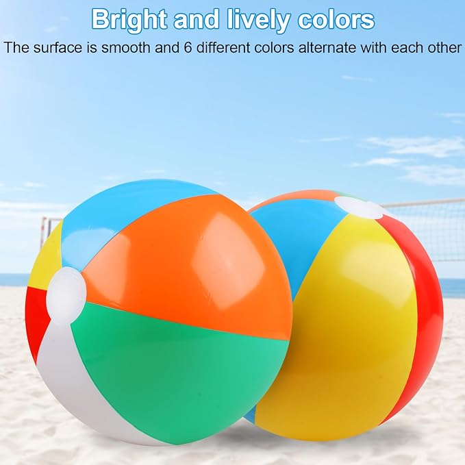 REGUICORP 2 Pack Beach Balls, 20 Inch Beach Balls, Rainbow Color Pool Toys Pool Balls for Swimming Pool, Beach Toys Inflatable Ball for Summer Parties and Water Games