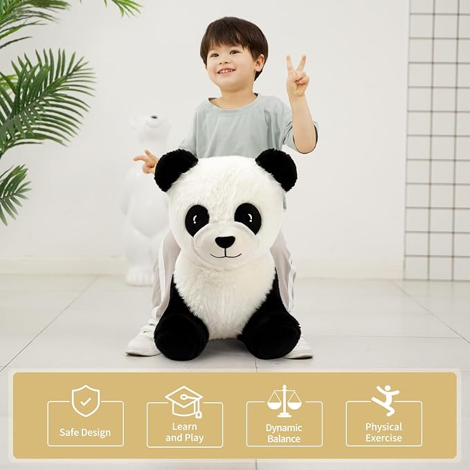 INPANY Bouncy Horse, Panda Hopper Toys, Toddler Plush Bouncing Animal, Kid Inflatable Ride on Rubber Bouncer, Outdoor Cool Birthday Gift for 2 3 4 Yr Boy Girl
