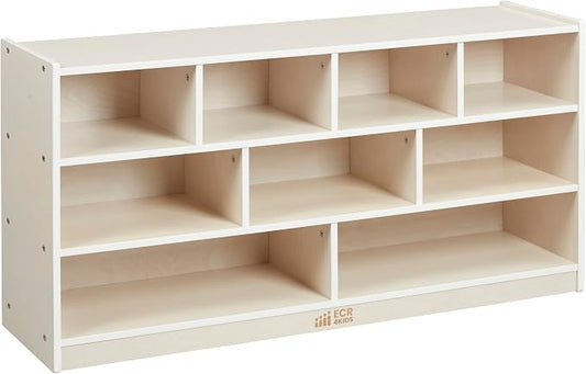 ECR4Kids Mobile Building Block Storage Cabinet, Large, Classroom Furniture, White Wash