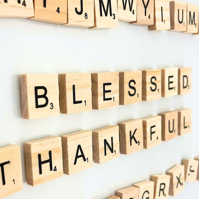 YJ PREMIUMS 200 PC Wood Magnetic Letter Tiles Magnets Big Large Square Wooden Alphabet Letters Tile Magnet Pieces for Fridge Refrigerator Wall Fun Learning Decorative Game Board (200)