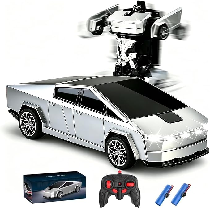 Remote Control Cyberpickup Toy Transform Robot Toy for Boys Girls 2.4Ghz RC Car 2 in 1 Transforming Truck with Light Effect 1/24 Vehicle 360° Rotation Car Birthday Charistmas Gifts for Kids