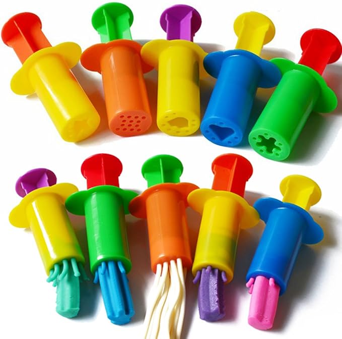 Assorted Designs Dough Extruders Set - Set of 10 - Assorted Colors