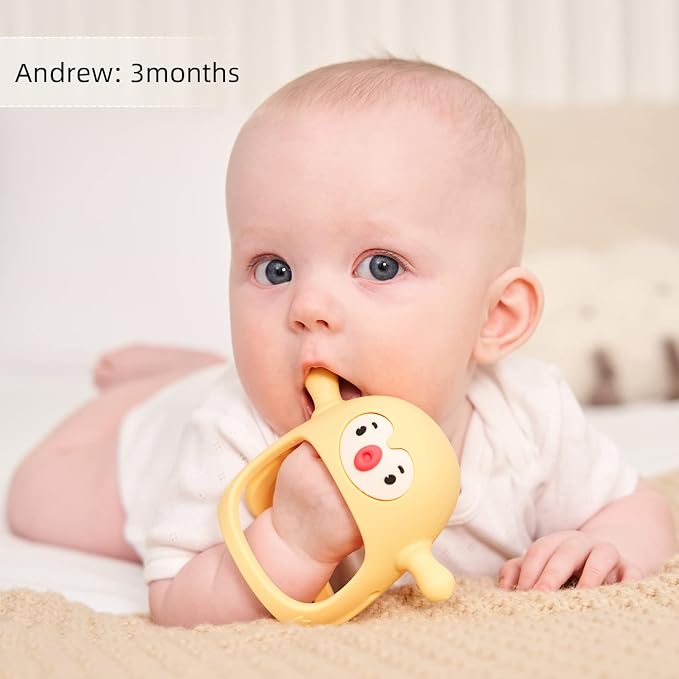 Smily Mia 2pk Penguin Teethers, TeethingToys for Babies 0-6Months, Baby Teethers for 3-6Months, Teething Mittens for Infants, Pacifiers for Breastfed Babies, Light Yellow