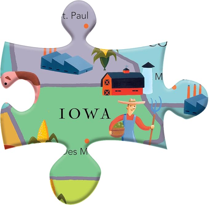 eeBoo 100 Piece Puzzle for Kids - This Land is Your Land Children's Puzzle USA Themed, Large Pieces for Small Hands to Develop Motor Skills