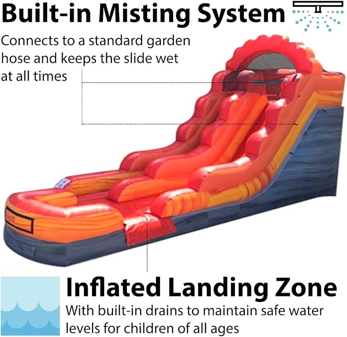 TentandTable Inflatable Water Slide for Kids and Adults, Commercial Grade Giant Blow Up Backyard Water Fun, Includes Electric Air Blower, 23' L x 9' W x 12' H, Fire Marble