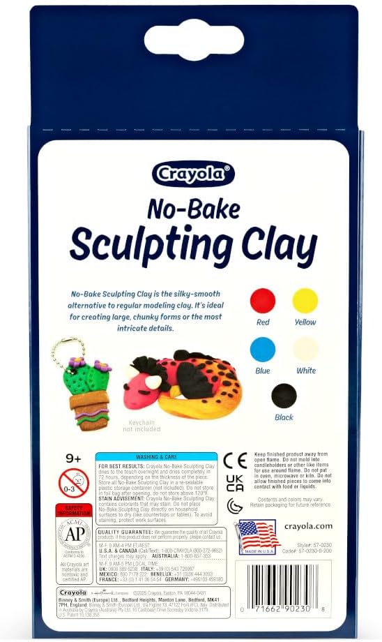 Crayola No Bake Sculpting Clay (5 Colors), 2oz Air Dry Modeling Clay, Crafting Supplies for Teens & Adults, Artistic Gift, 8+